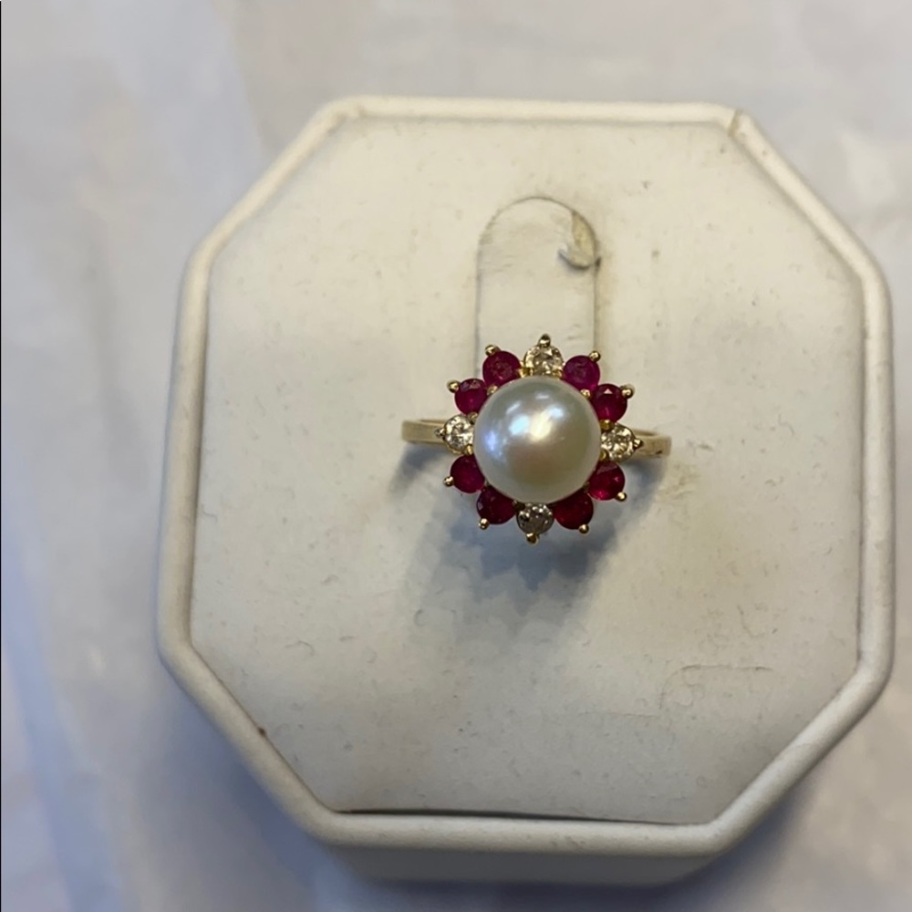 14K yellow gold pearl ring